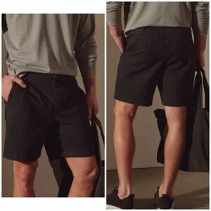 James Perse RELAXED FIT WORK SHORT Cotton, Button Fly, Drawstring Black Sz 32